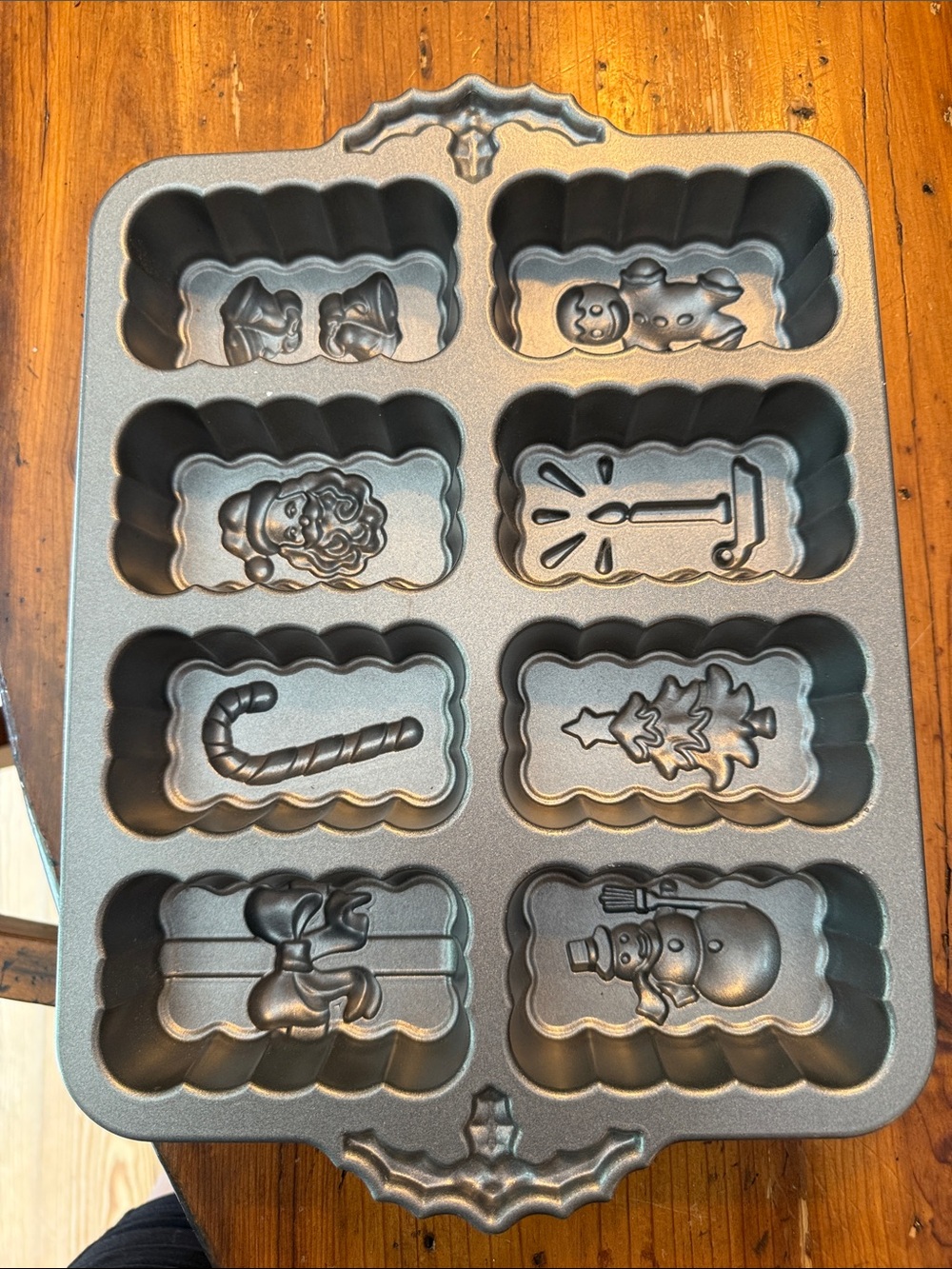 Nordic Ware Silver Holiday Mini Loaf Pan with Festive Molds
